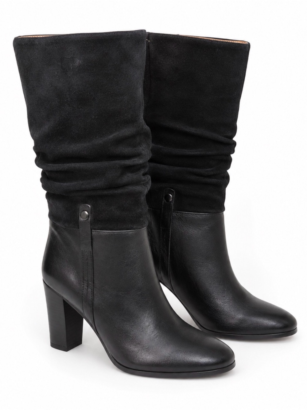 Donald J Pliner Odessa Black Leather Suede Slouch Boots Women’s Size 10M